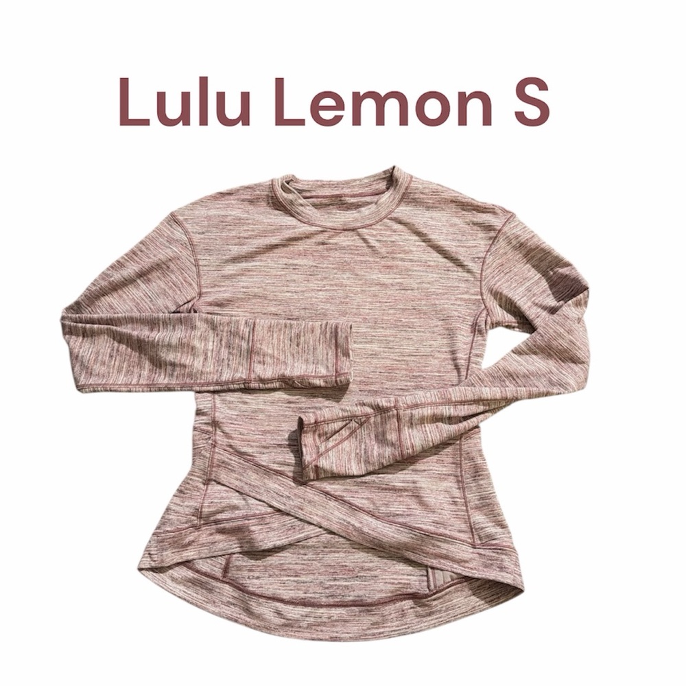 lululemon athletica Women's Heathered Pink Long Sleeve Top S